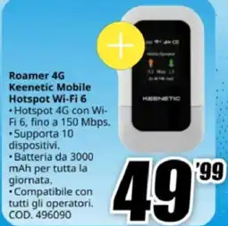 MediaWorld Roamer 4G Keenetic Mobile Hotspot Wi-Fi 6 offerta