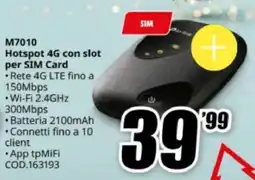 MediaWorld Tp-link M7010 Hotspot 4G con slot per SIM Card offerta