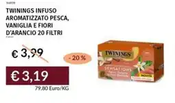 Prezzemolo e Vitale Twinings infuso aromatizzato pesca, vaniglia e fiori d'arancio 20 filtri offerta