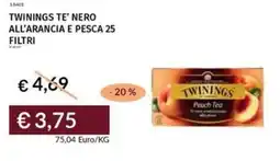 Prezzemolo e Vitale Twinings te' nero all'arancia e pesca 25 filtri offerta