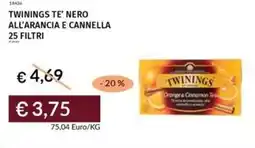 Prezzemolo e Vitale Twinings te' nero all'arancia e cannella 25 filtri offerta