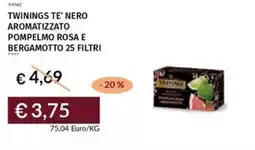Prezzemolo e Vitale Twinings te' nero aromatizzato pompelmo rosa e bergamotto 25 filtri offerta