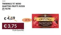 Prezzemolo e Vitale Twinings te' nero quattro frutti rossi 25 filtri offerta
