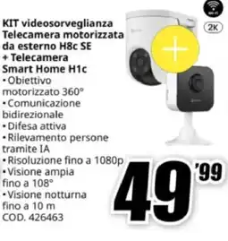 MediaWorld Ezviz KIT videosorveglianza Telecamera motorizzata da esterno H8c SE + Telecamera Smart Home H1c offerta