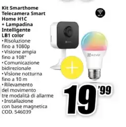 MediaWorld Ezviz Kit Smarthome Telecamera Smart Home H1C + Lampadina Intelligente LB1 color offerta