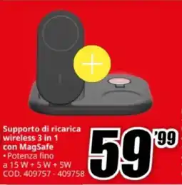 MediaWorld Belkin Supporto di ricarica wireless 3 in 1 con MagSafe offerta
