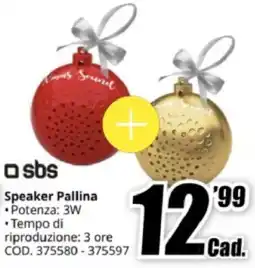 MediaWorld Sbs Speaker Pallina offerta
