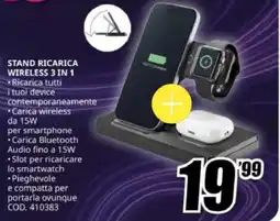 MediaWorld Cellularline stand ricarica wireless 3 in 1 offerta