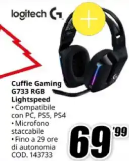 MediaWorld Logitech Cuffie Gaming G733 RGB Lightspeed offerta