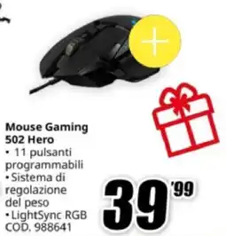 MediaWorld Logitech Mouse Gaming 502 Hero offerta
