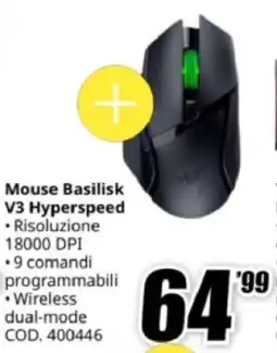 MediaWorld RAZER Mouse Basilisk V3 Hyperspeed offerta