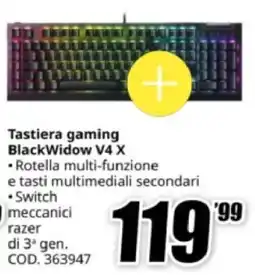 MediaWorld RAZER Tastiera gaming BlackWidow V4 X offerta