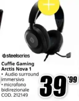 MediaWorld steelseries Cuffie Gaming Arctis Nova 1 offerta