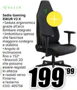 MediaWorld RAZER Sedia Gaming ISKUR V2 X offerta