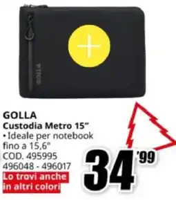 MediaWorld GOLLA Custodia Metro 15″ offerta
