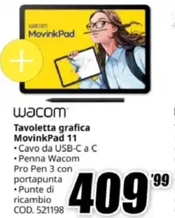 MediaWorld wacom Tavoletta grafica MovinkPad 11 offerta