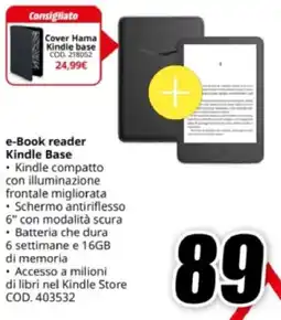 MediaWorld kindle e-Book reader Kindle Base offerta