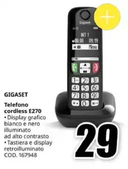 MediaWorld GIGASET Telefono cordless E270 offerta