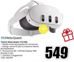 MediaWorld Visore Meta Quest 3 512Gb offerta