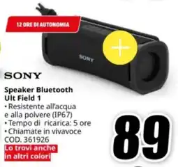 MediaWorld SONY Speaker Bluetooth Ult Field 1 offerta