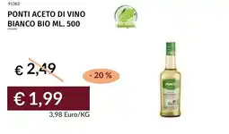 Prezzemolo e Vitale Ponti aceto di vino bianco bio offerta