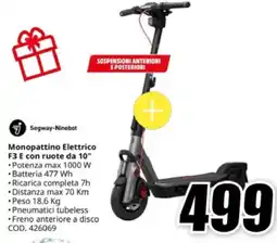 MediaWorld Segway-Ninebot Monopattino Elettrico F3 E con ruote da 10" offerta