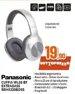 Ipercoop Panasonic CUFFIA WLSS BT EXTRABASS RBHX220BDES offerta