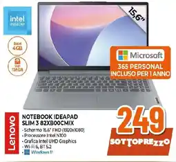 Ipercoop Lenovo NOTEBOOK IDEAPAD SLIM 3 82XBOOCMIX offerta