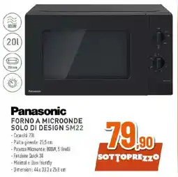 Ipercoop Panasonic FORNO A MICROONDE SOLO DI DESIGN SM22 offerta