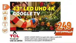 Extracoop TCL TV LED 43" UHD 4K 43P69K offerta