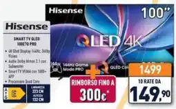 Unieuro Hisense SMART TV QLED 100E70 PRO offerta