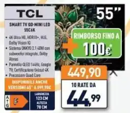 Unieuro Tcl smart TV qd-mini led offerta