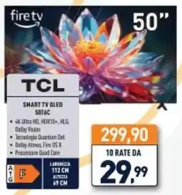 Unieuro TCL SMART TV QLED 50T6C offerta