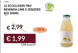 Prezzemolo e Vitale Le eccellenze p&v bevanda lime e zenzero bio offerta