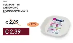 Prezzemolo e Vitale Cuki piatti in cartoncino biodegradabili x 15 offerta