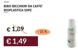 Prezzemolo e Vitale Bibo bicchieri da caffe' bioplastica 50pz offerta
