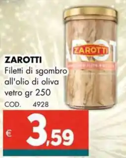 Altasfera ZAROTTI Filetti di sgombro all'olio di oliva vetro offerta