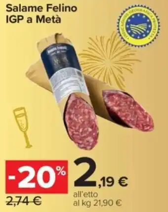 Salame Felino IGP a Metà