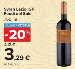 Carrefour Syrah Lazio IGP Feudi del Sole offerta