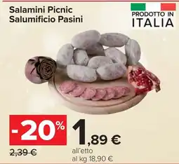 Carrefour Salamini Picnic Salumificio Pasini offerta