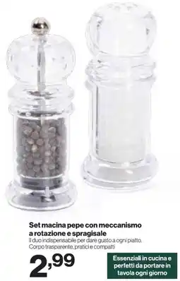 In'S Mercato Set macina pepe con meccanismo a rotazione e spragisale offerta
