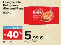 Carrefour Lasagne alla Bolognese Giovanni Rana offerta