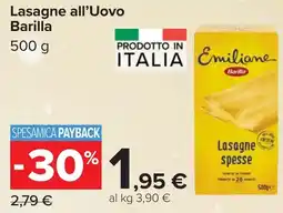 Carrefour Lasagne all'Uovo Barilla offerta