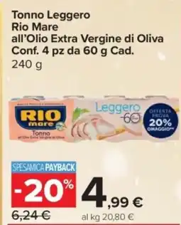 Carrefour Express Tonno Leggero Rio Mare all'Olio Extra Vergine di Oliva offerta