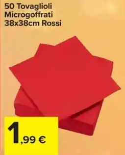 Carrefour Express 50 Tovaglioli Microgoffrati 38x38cm Rossi offerta