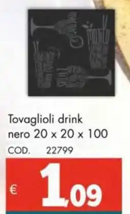 Altasfera Tovaglioli drink nero offerta