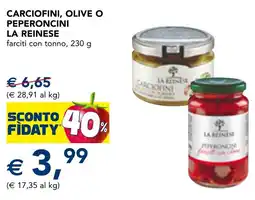 Esselunga Carciofini, olive o peperoncini LA REINESE offerta