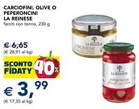 Esselunga Carciofini, olive o peperoncini LA REINESE offerta