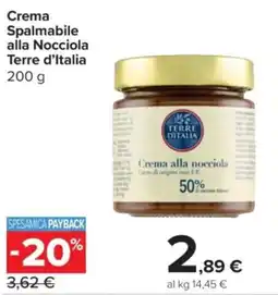 Carrefour Express Crema Spalmabile alla Nocciola Terre d'Italia offerta