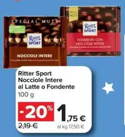 Carrefour Express Ritter Sport Nocciole Intere al Latte o Fondente offerta